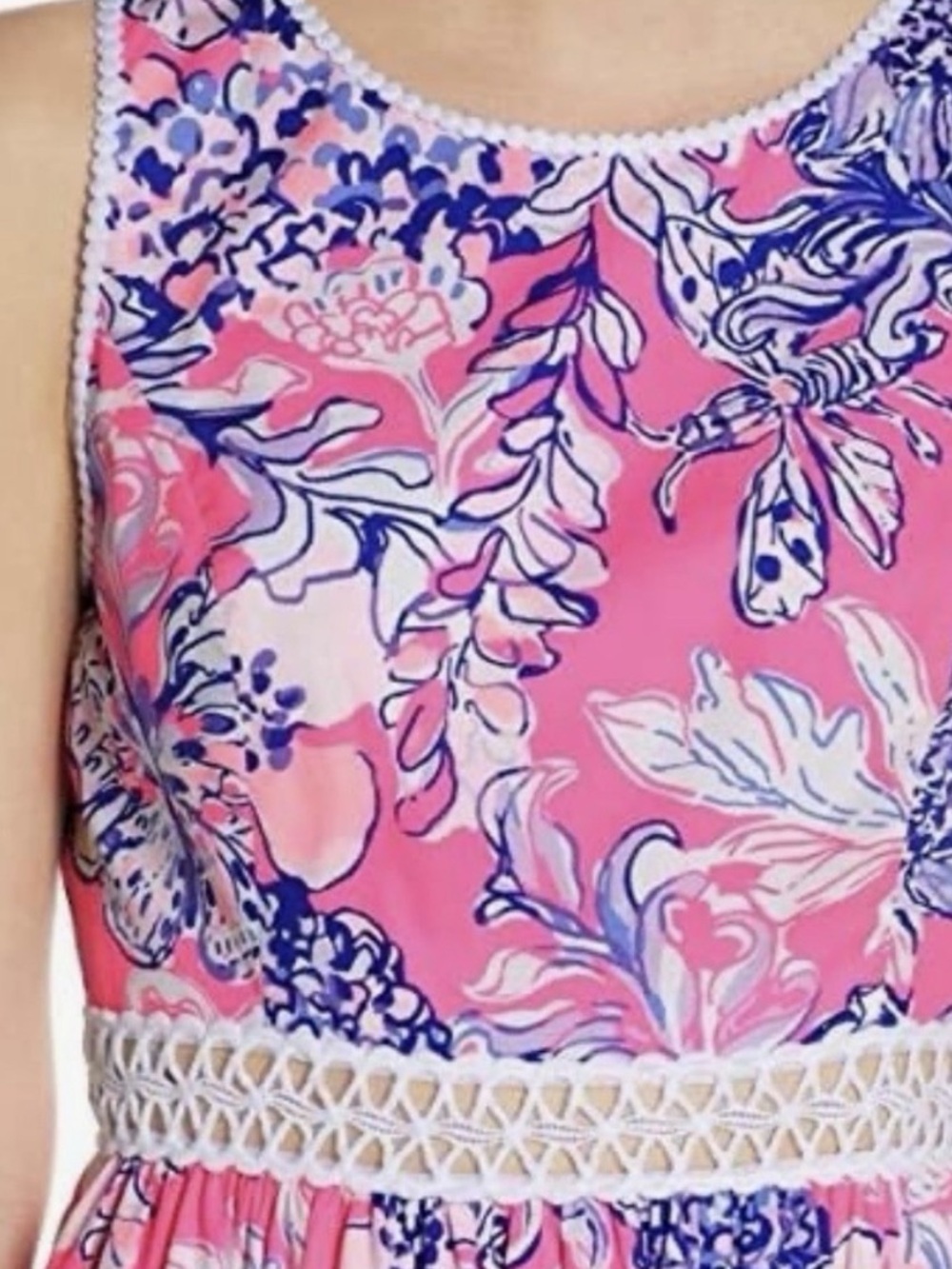 Lilly Pulitzer Alivia Floral Eyelet Dress in Pink Tropics Print 10 /12 - Picture 6 of 13